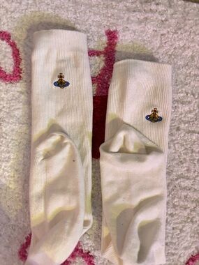 Vivienne Westwood White Crew Socks with Embroidered Orb Logo